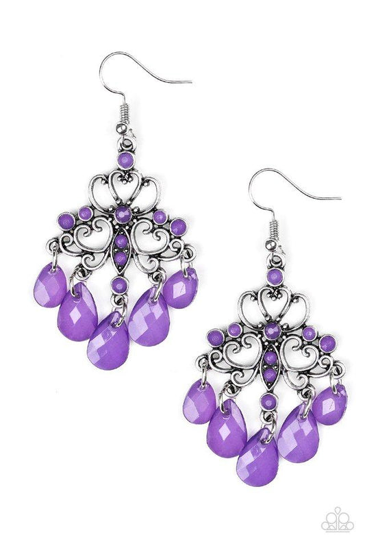 Paparazzi Earring ~ Dip It GLOW - Purple