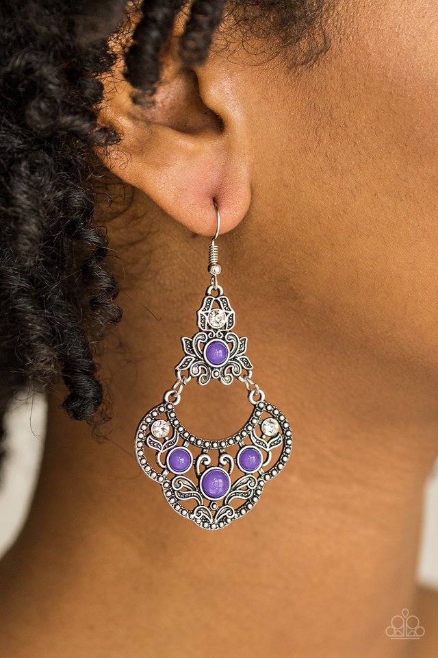 Garden State Glow - Purple - Paparazzi Earrings Image