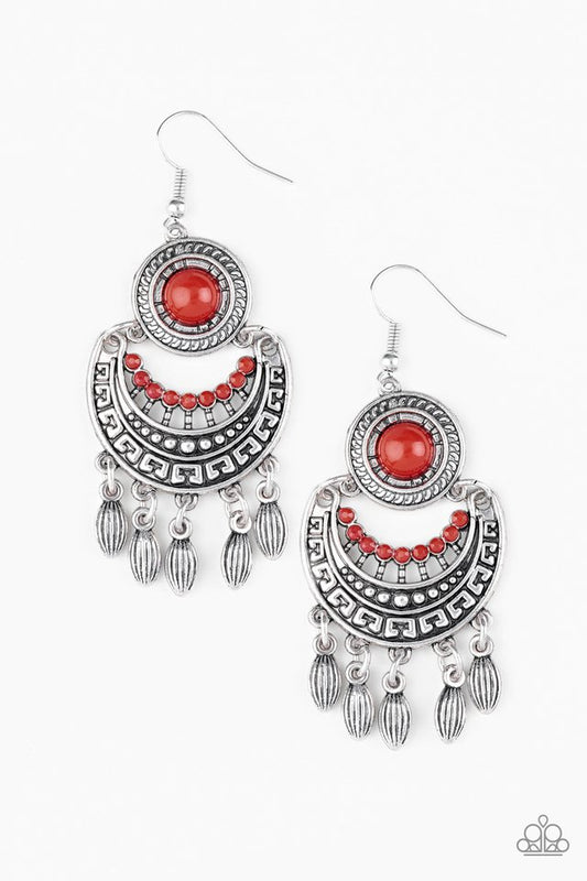 Mantra to Mantra - Red - Paparazzi Earring Image