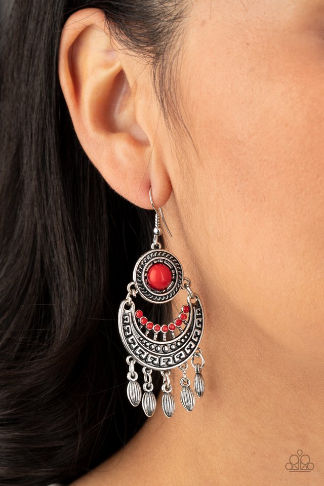Mantra to Mantra - Red - Paparazzi Earring Image