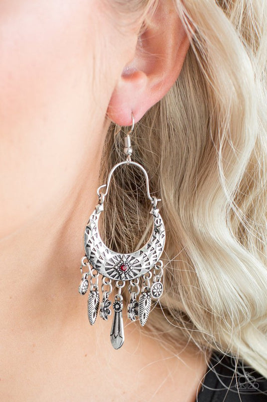 Nature Escape - Red - Paparazzi Earring Image