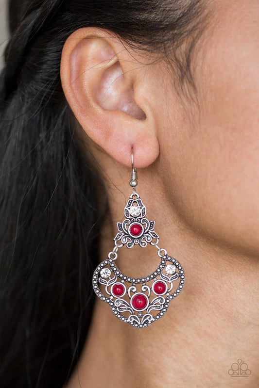 Garden State Glow - Red - Paparazzi Earring Image