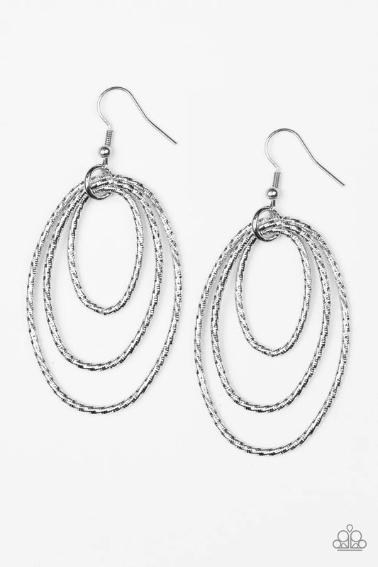 Paparazzi Earring ~ Strike Three - Silver