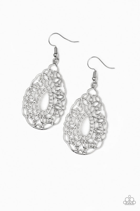 Paparazzi Earring ~ Wisteria Histeria - Silver