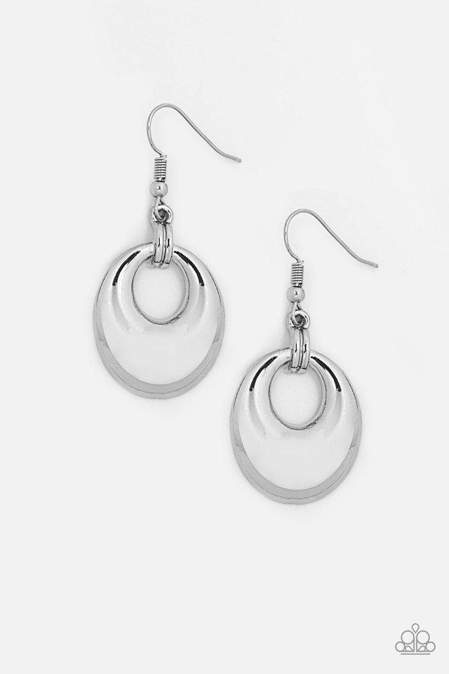 Paparazzi Earring ~ In The BRIGHT Place At The BRIGHT Time - Silver