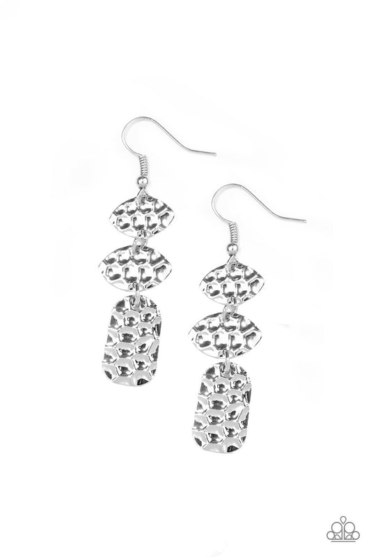 Paparazzi Earring ~ Nine to HIVE - Silver