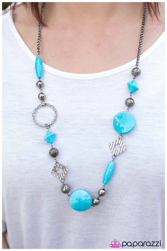 Paparazzi Necklace ~ All Mixed Up - Blue