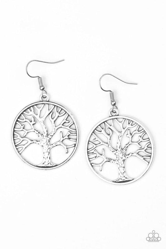 Paparazzi Earring ~ My TREEHOUSE Is Your TREEHOUSE - Silver