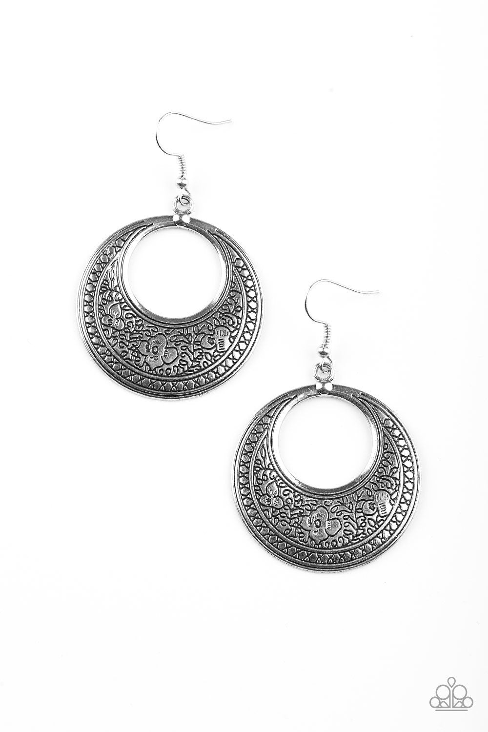 Paparazzi Earring ~ Floral Frontier - Silver