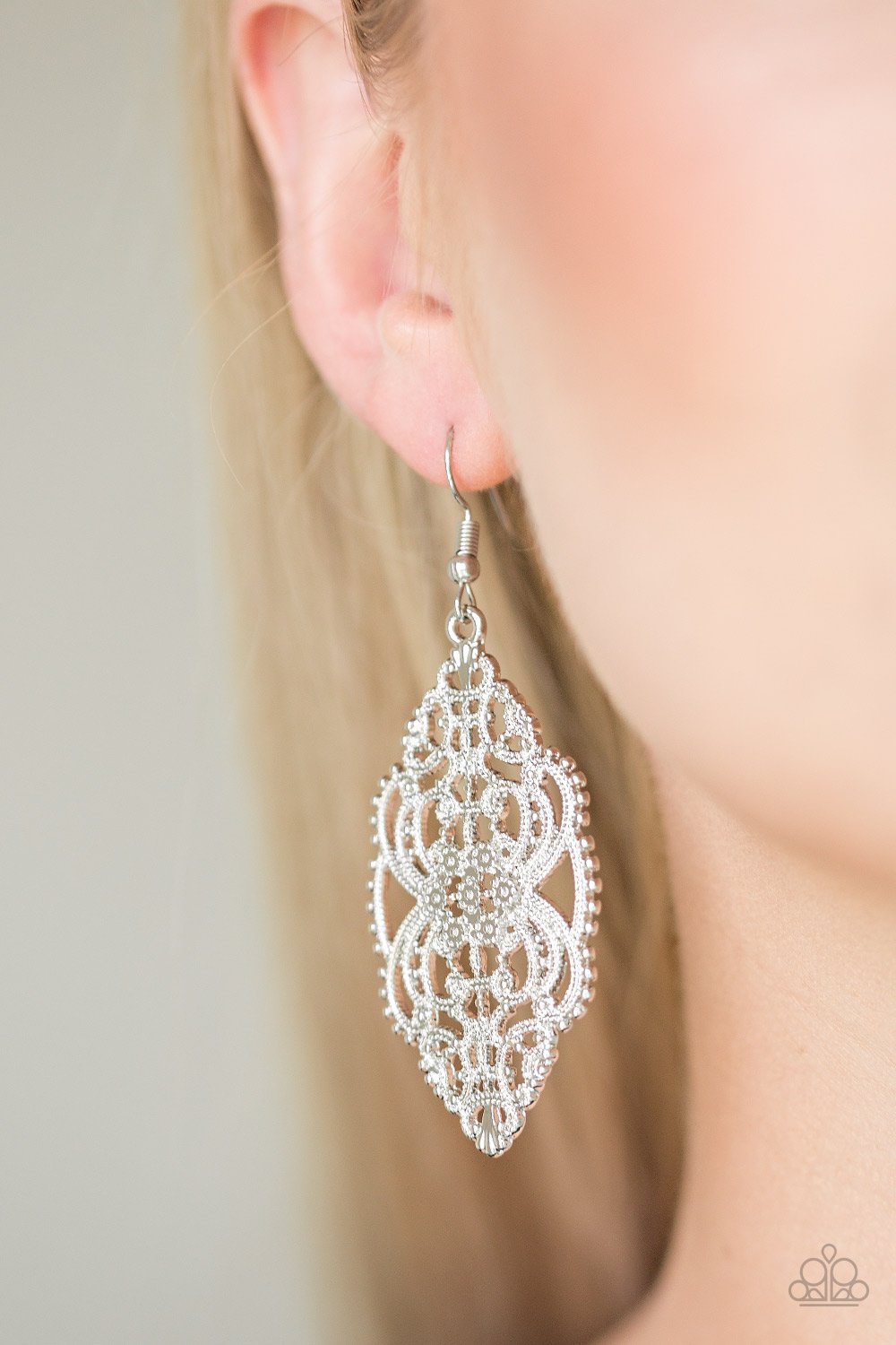 Paparazzi Earring ~ Ornately Ornate - Silver