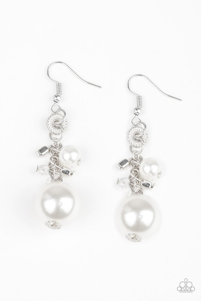 Timelessly Traditional - White - Paparazzi Earring Image