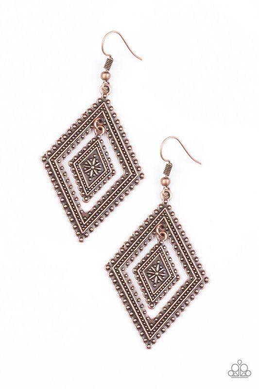 Paparazzi Earring ~ Dusky Dunes - Copper