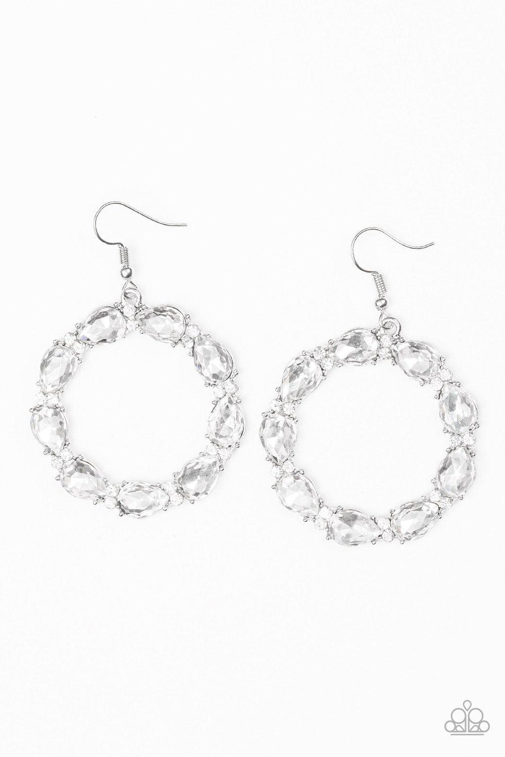 Paparazzi Earring ~ Ring Around The Rhinestones - White