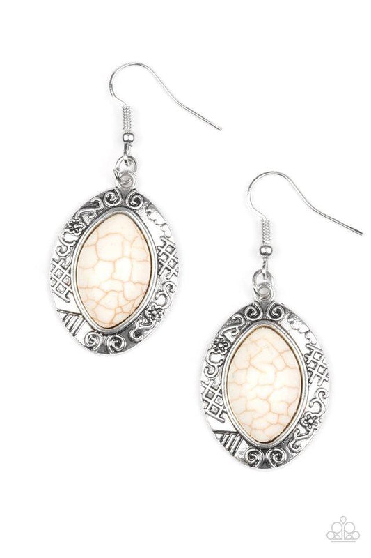 Paparazzi Earring ~ Desert Harvest - White