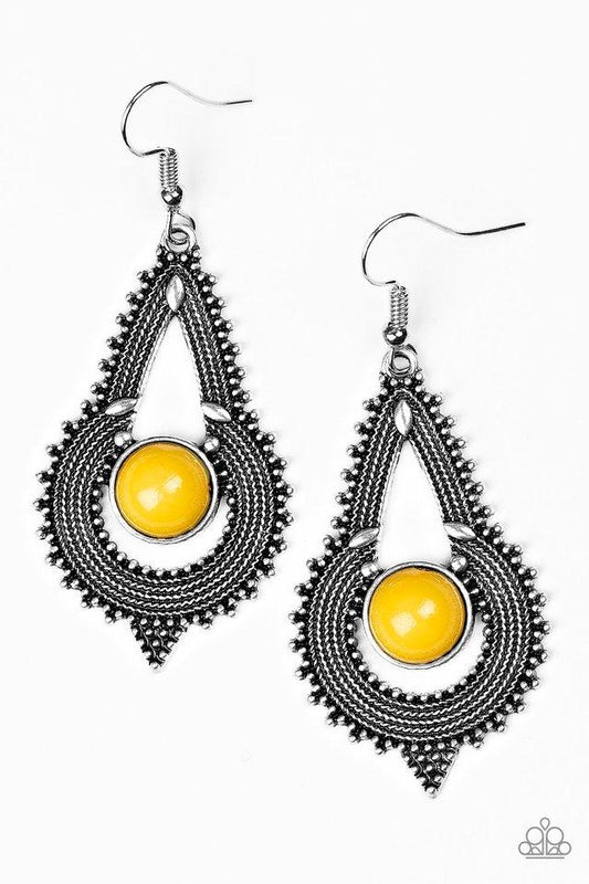 Paparazzi Earring ~ Zoomin Zumba - Yellow