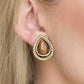 Noteworthy Shimmer - Brass - Paparazzi Earring Image