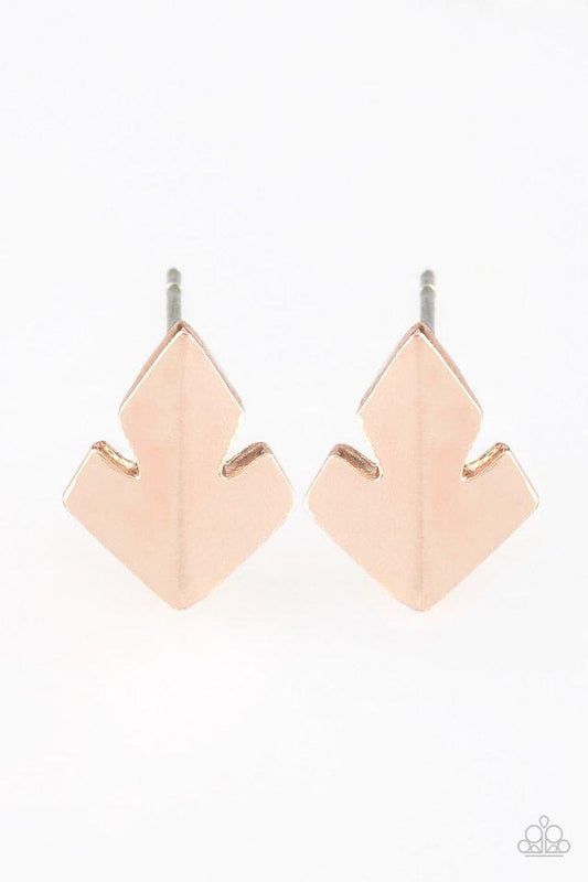Paparazzi Earring ~ Fire Drill - Rose Gold