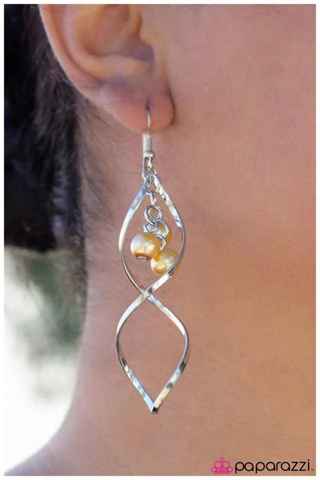 Paparazzi Earring ~ Suspended In Time - Yellow