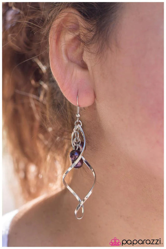 Paparazzi Earring ~ Suspended In Time - Purple