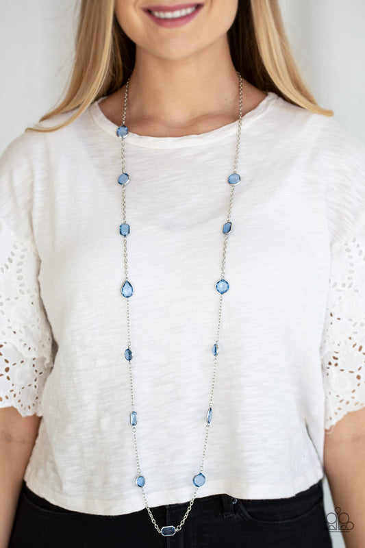 Paparazzi Necklace ~ Glassy Glamorous - Blue