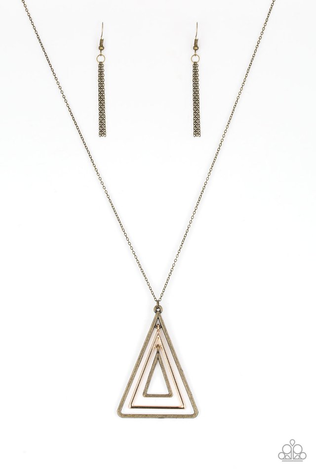 TRI Harder - Brass - Paparazzi Necklace Image