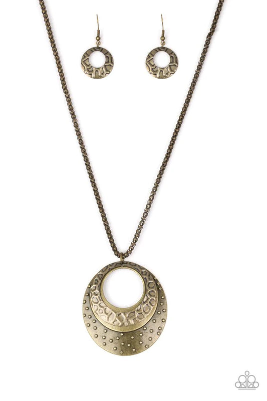 Paparazzi Necklace ~ Texture Trio - Brass