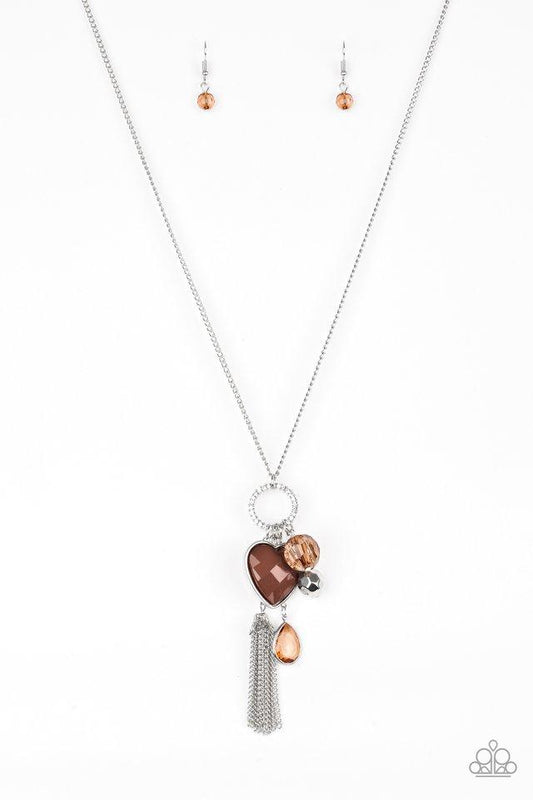 Paparazzi Necklace ~ Haute Heartbreaker - Brown