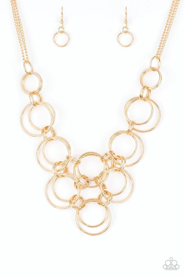 Paparazzi Necklace ~ Ringing Off The Hook- Gold