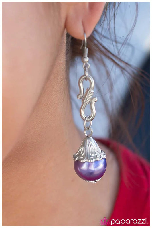 Paparazzi Earring ~ I Am Hooked - Purple