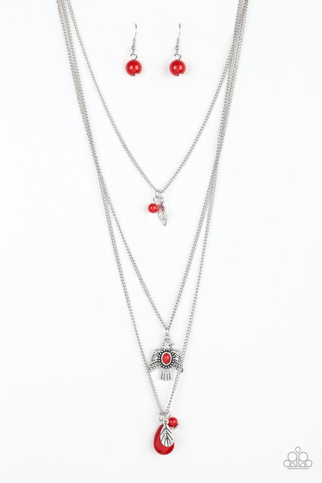 Soar With The Eagles - Red - Paparazzi Necklace Image