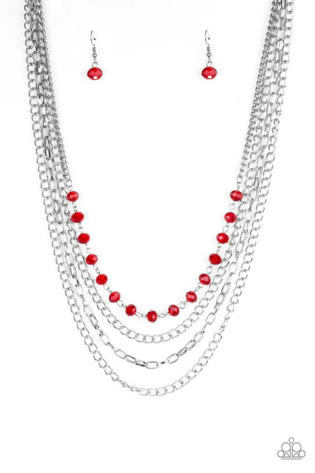 Collar Paparazzi ~ Elegancia extravagante - Rojo