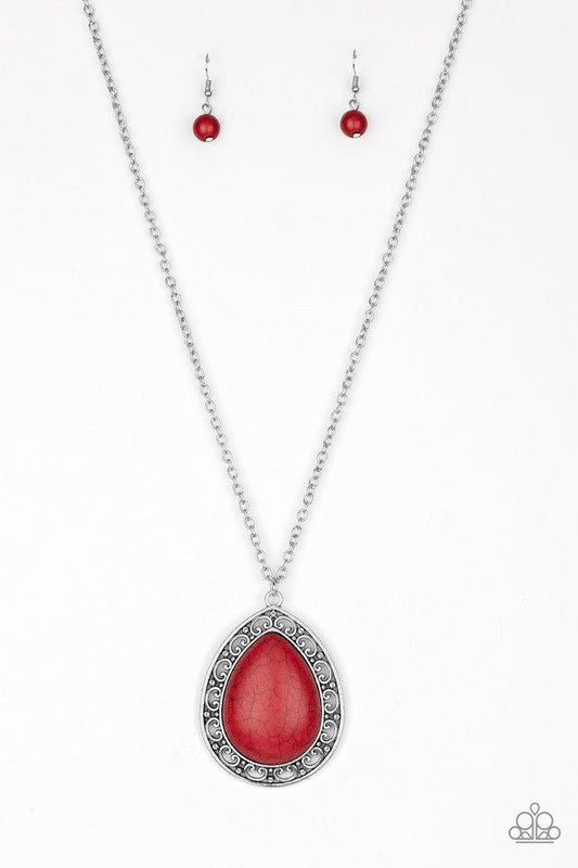 Paparazzi Necklace ~ Full Frontier - Red