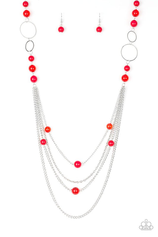 Bubbly Bright - Red - Paparazzi Necklace Image