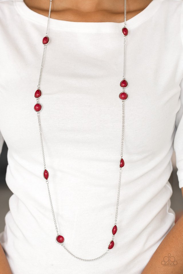 Pacific Piers - Red - Paparazzi Necklace Image