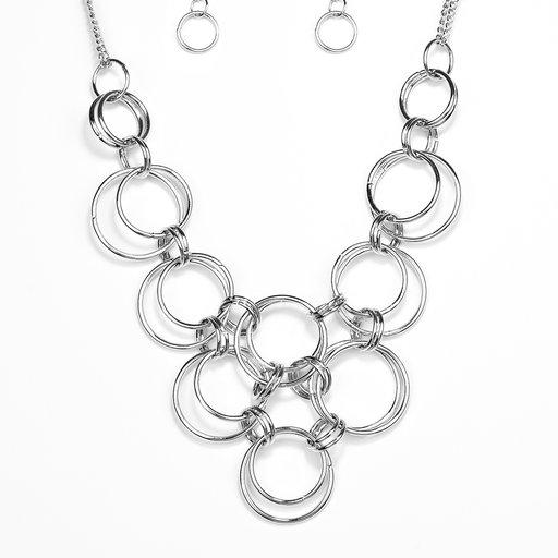 Paparazzi Necklace ~ Ringing Off The Hook - Silver