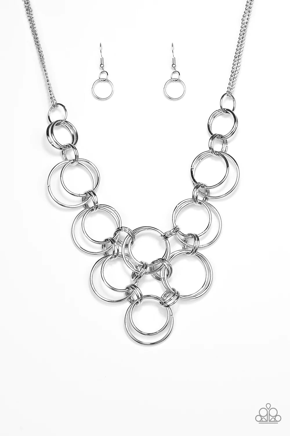 Paparazzi Necklace ~ Ringing Off The Hook - Silver