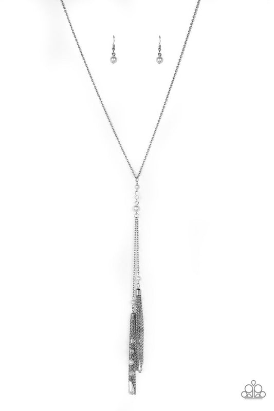 Timeless Tassels - White - Paparazzi Necklace Image