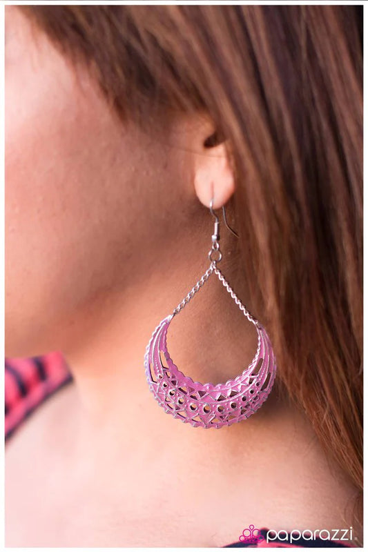 Paparazzi Earring ~ Over the Moon - Purple