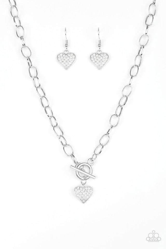 Paparazzi Necklace ~ Harvard Hearts - White