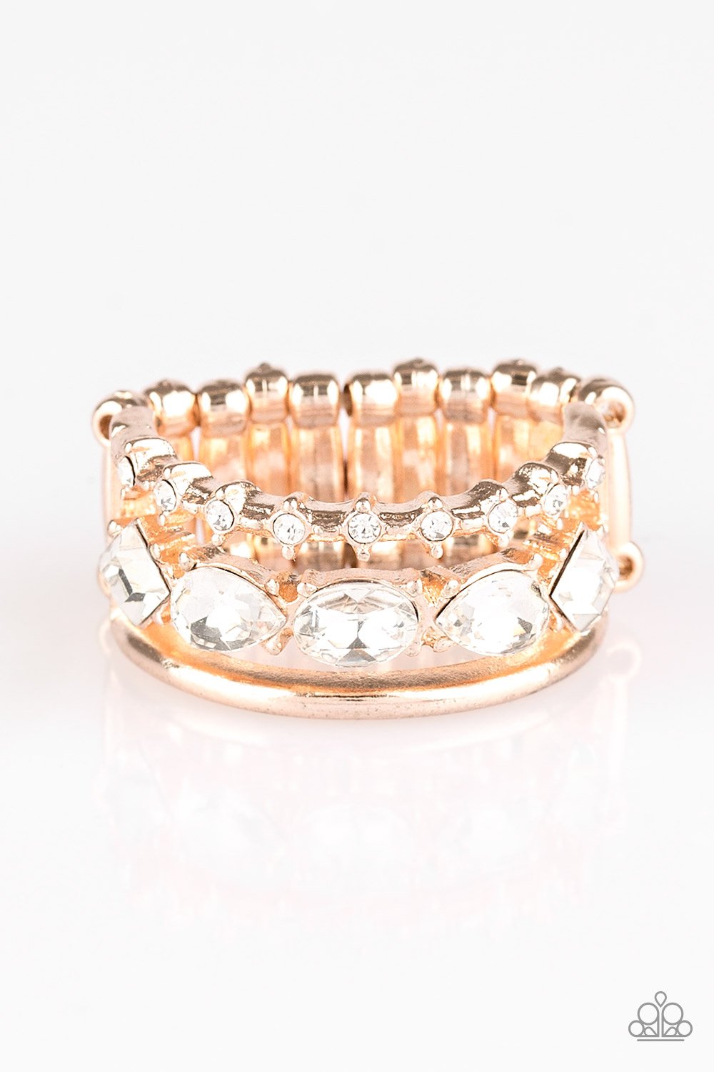 Anillo Paparazzi ~ Backstage Sparkle - Oro rosa