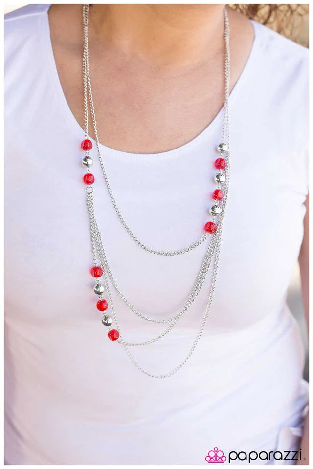 Paparazzi Necklace ~ Fools Rush In - Red