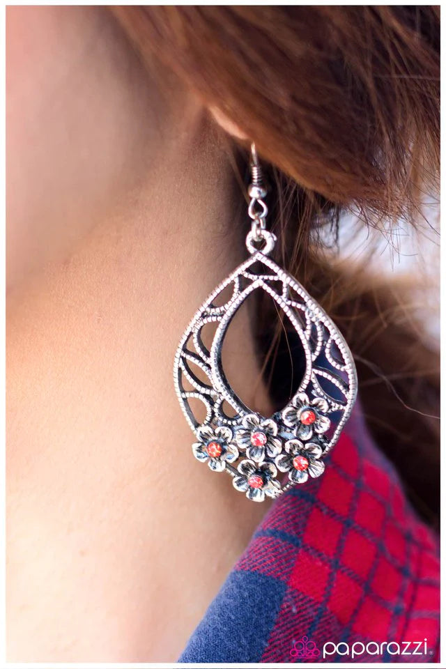 Paparazzi Earring ~ Garden Party - Red