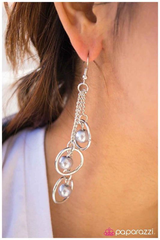 Paparazzi Earring ~ The Ripple Effect - Silver