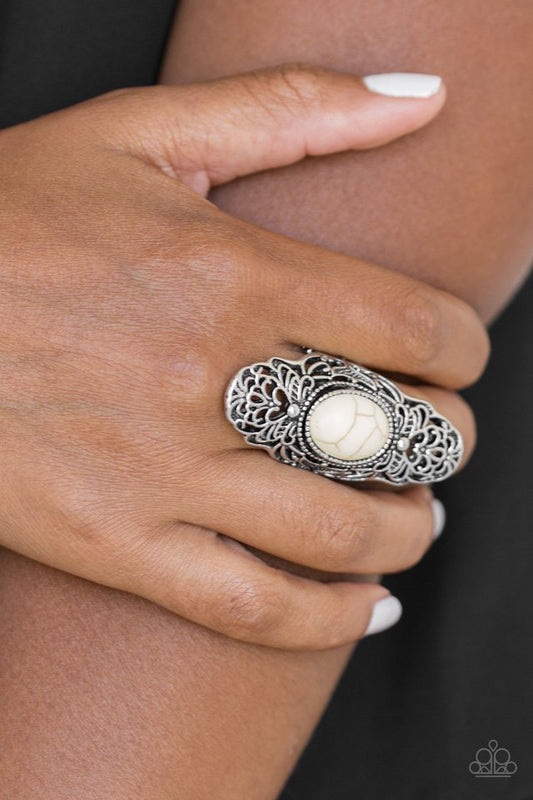 Ego Trippin - White - Paparazzi Ring Image