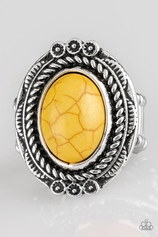 Paparazzi Ring ~ Tumblin Tumbleweeds - Yellow