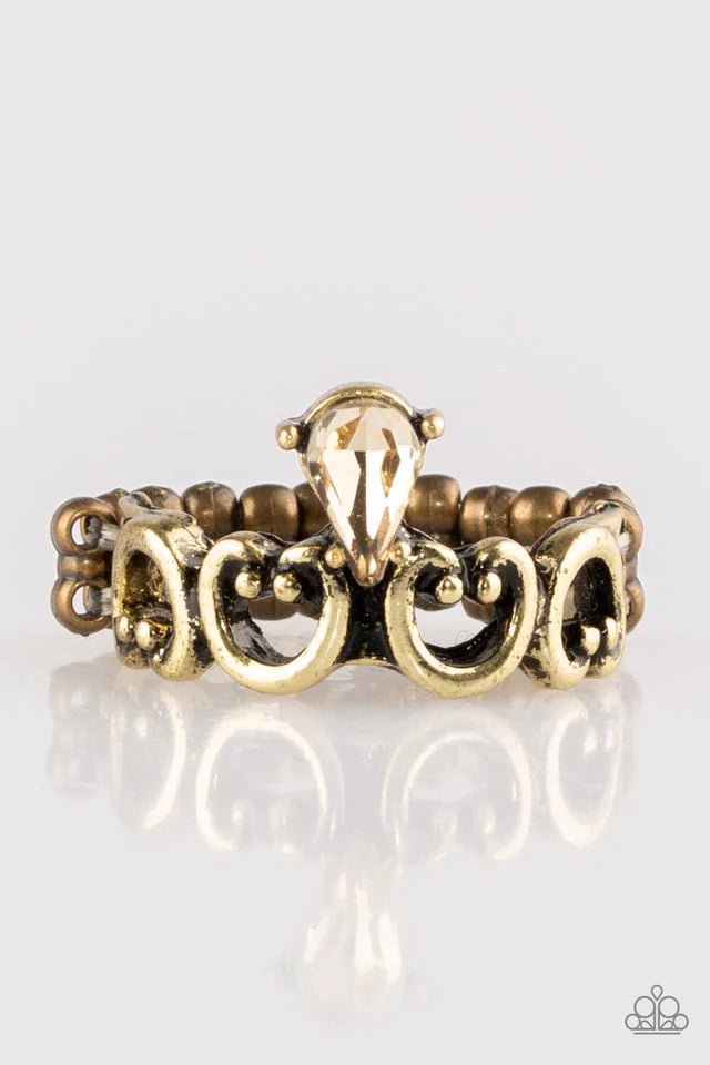 Paparazzi Ring ~ Twinkling Tiaras - Brass