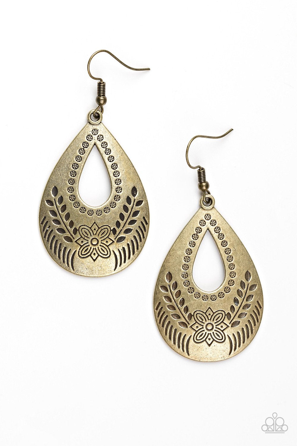 Paparazzi Earring ~ Floral Fiesta - Brass