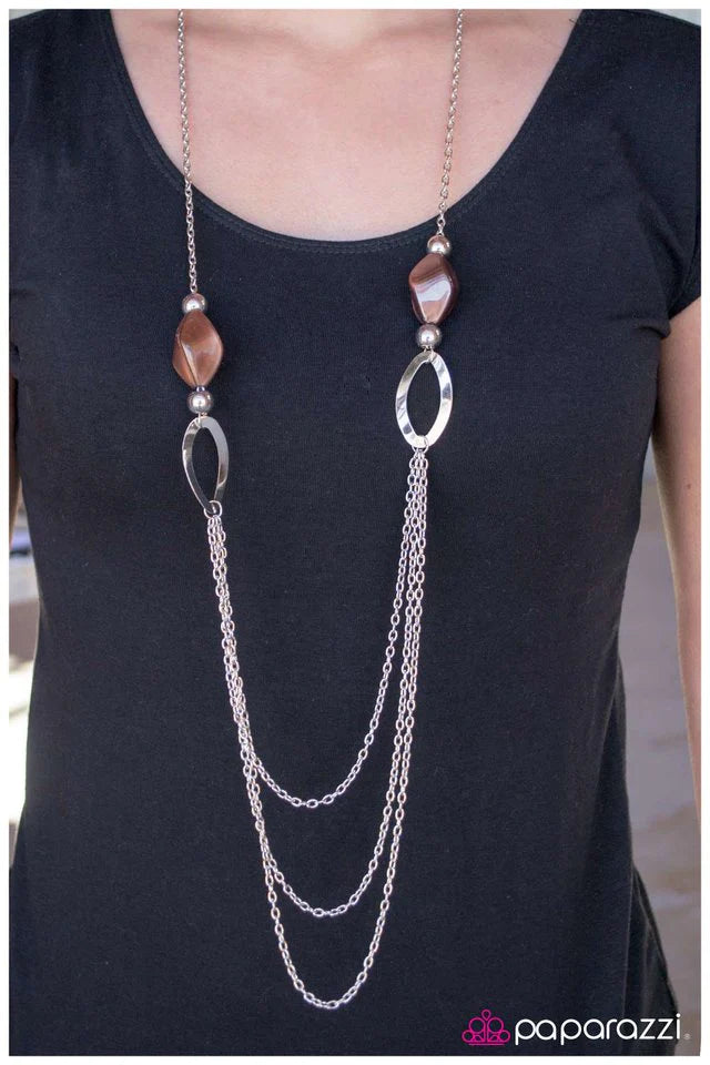 Paparazzi Necklace ~ My Head Is Spinning - Brown