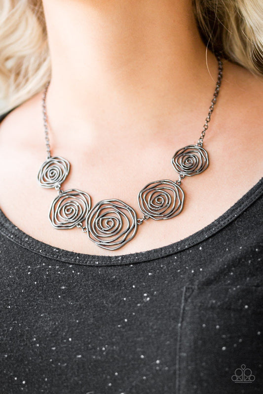 Paparazzi Necklace - Rosy Rosette - Black