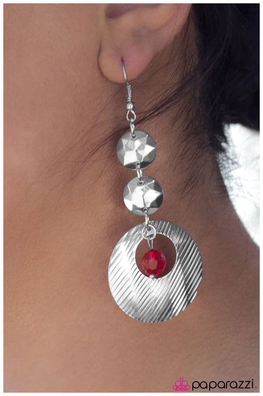 Paparazzi Earring ~ The Fast Lane - Red